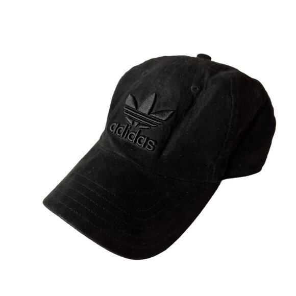 Rare Adidas Originals Black Suede Adult Relaxed Plus Strapback Cap - Picture 1 of 2